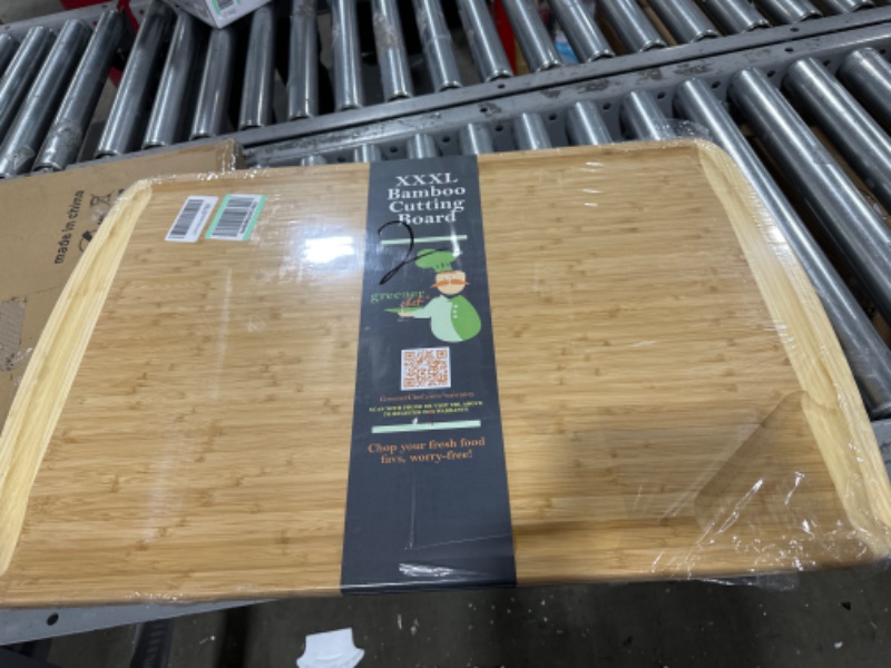 Photo 2 of 30 x 20 Bamboo Extra Large Cutting Board - Wooden Stove Top Cover Noodle Board - Meat Cutting Board for BBQ - Turkey Carving Board - Extra Large Charcuterie Board - Over the Sink Cutting Board 3XL - 30 x 20 Inches Two-Tone