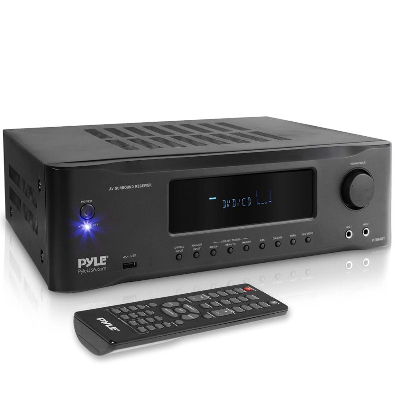 Photo 1 of 5.2-Channel Hi-Fi Bluetooth Stereo Amplifier - 1000 Watt AV Home Speaker Subwoofer Sound Receiver with Radio, USB, RCA, HDMI, Mic In, Wireless Streaming, Supports 4K UHD TV, 3D, Blu-Ray - Pyle PT694BT