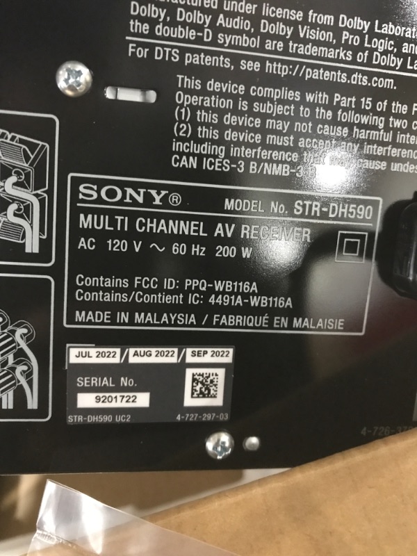 Photo 1 of Sony STRDH590 5.2 Channel Surround Sound Home Theater Receiver: 4K HDR AV Receiver with Bluetooth,Black
