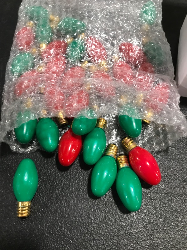 Photo 1 of 24 PIECES CHRISTMAS TREE STRING LIGHT BULBS. RED & GREEN. 