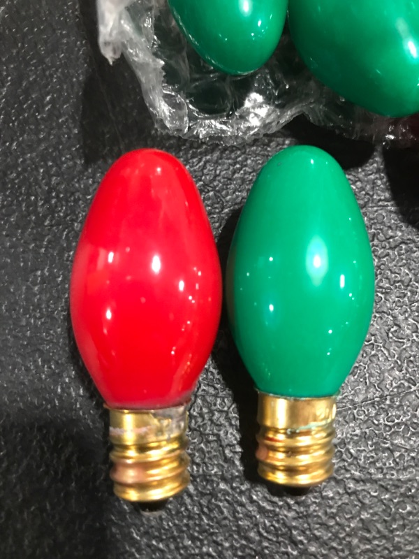 Photo 2 of 24 PIECES CHRISTMAS TREE STRING LIGHT BULBS. RED & GREEN. 