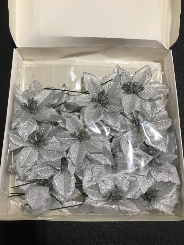 Photo 1 of 24 PIECE CHRISTMAS FLORAL DECOR. SILVER. 