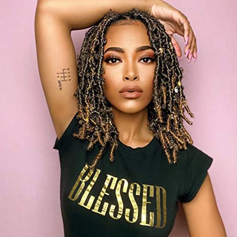 Photo 1 of 8 Packs Butterfly Locs Crochet Hair 12 Inch Pre-looped Bob Distressed Locs Soft Faux Locs Crochet Braids Butterfly Loc Twist Braiding Hair Synthetic Hair Extensions for Women (12Strands/Pack; 1B#) 12 Inch (Pack of 8) 1B#