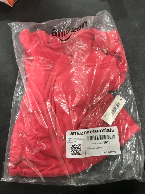 Photo 1 of Amazon Essentials Women's Short-Sleeve Scoop Neck Swing Dress  Rayon Blend Red Large