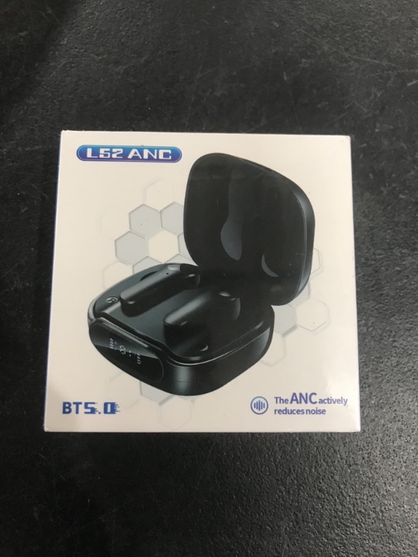 Photo 2 of Hiteblaz Wireless Earbuds Active Noise Cancelling, Extra Deep Bass Earphones, Bluetooth 5.0 Headphones, IPX5 Waterproof, Touch Control Stereo Big Bass Cordless Headsets for iPhone/Android L52 (Black)/ FACTORY SEALED!!
