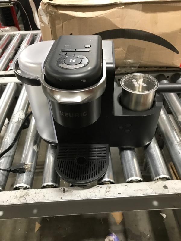 Photo 1 of Keurig K-Cafe Single-Serve K-Cup Coffee Maker, Latte Maker and Cappuccino Maker, Comes with Dishwasher Safe Milk Frother, Coffee Shot Capability, Compatible With all Keurig K-Cup Pods, Dark Charcoal Dark Charcoal Coffee Maker