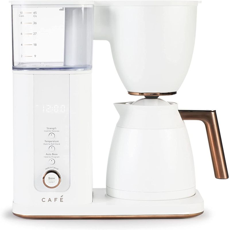 Photo 1 of 10 Cup Matte White Specialty Drip Coffee Maker with Glass Carafe and warming plate, Wi-Fi connected
