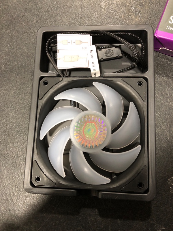 Photo 2 of Cooler Master SickleFlow 120 V2 RGB Square Frame Fan, RGB 4-Pin Customizable LEDs, Air Balance Curve Blade, Sealed Bearing, 120mm PWM Control for Computer Case & Liquid Radiator 120mm RGB Fan