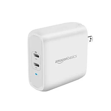 Photo 1 of Basics 36W Two-Port USB-C Wall Charger for Tablets and Phones with Power Delivery - White (non-PPS)
