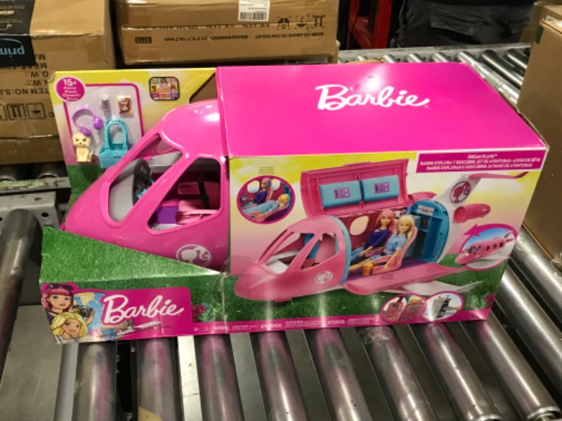 Photo 2 of Barbie Dreamplane Airplane Toys Playset with 15+ Accessories Including Puppy, Snack Cart, Reclining Seats and More Standard