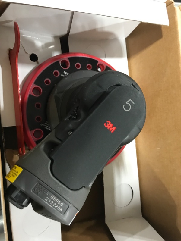 Photo 2 of 3M Pneumatic Random Orbital Sander - Xtract ROS, 88950, 6 in, Non-Vacuum, 3/16 in Orbit, Lightweight and Comfortable, 12000 RPM, 209W Motor, 3 Speed Settings with Thumb Control 6 in, 3/16 in Orbit Non-Vacuum