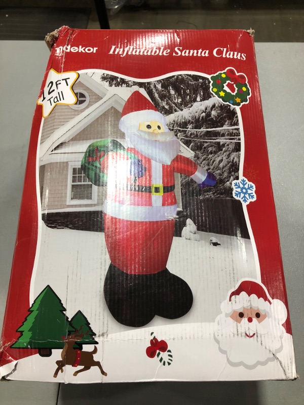 Photo 2 of 12 Feet Giant Christmas Inflatable Santa Claus Outdoor Yard Decorations, Blow up Santa Claus with Gift Bag, Huge Santa Carrying Present Sack, Outside Waterproof Xmas Decor for Party Garden Hall Plaza 12FT Inflatable Santa Claus