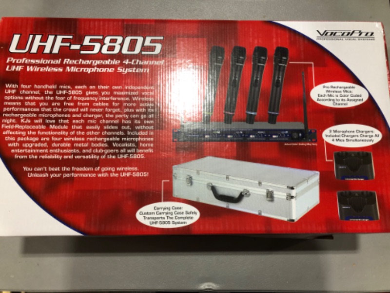 Photo 2 of VOCOPRO UHF580510 Professional Rechargeable 4-Channel UHF Wireless Microphone System