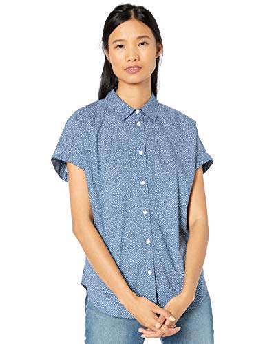 Photo 1 of Amazon Brand - Goodthreads Women's Oversized Lightweight Cotton Short-Sleeve Shirt Large Indigo, Textured