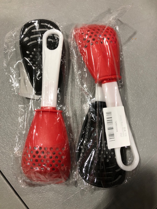 Photo 2 of 4 Pack-Multifunctional Cooking Spoon,Kitchen Cooking Spoon,Skimmer Spoon,Strainer Scoop , High Temperature Resistant,Used for Cooking,Filtering (red and black) https://a.co/d/0fYKgSJ