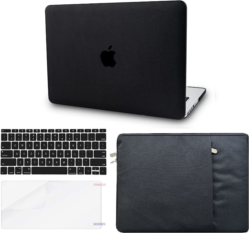 Photo 1 of KECC Compatible with MacBook Pro 16 inch Case Cover 2020 2019 Release A2141 with Touch Bar Touch ID Italian Leather Hard Shell + Keyboard Cover + Sleeve + Screen Protector (Black Leather) 