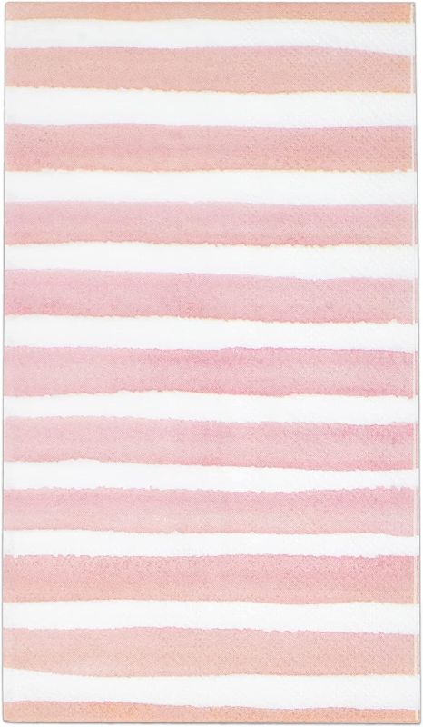 Photo 1 of 100 Pink & White Stripe Guest Napkins 3 Ply Disposable Paper Pack Striped Dinner Hand Napkin for Bathroom Powder Room Holiday Wedding Birthday Party Bridal & Baby Shower Decorative Towels 