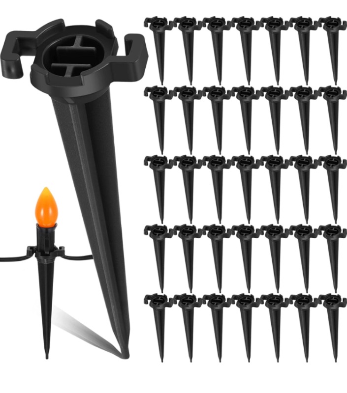 Photo 1 of 4.5 Inch Christmas Light Stakes C9 Yard Lawn Stakes Ground C7 Light Stake Universal Outdoor Lighting Outlet for Christmas Decorations Outdoor Garden Patio Path (Black, 90 Pack)