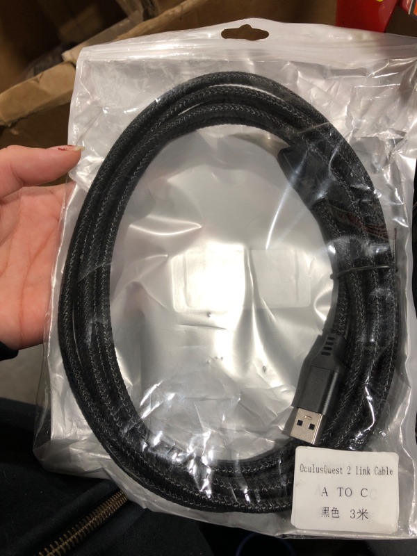 Photo 2 of Black Link Cable for Oculus/Meta Quest 2 10FT/3m, Nylon Fabricated Net, Up to 5Gbps High Speed Transfer & Fast Charging to Link a PC for SteamVR