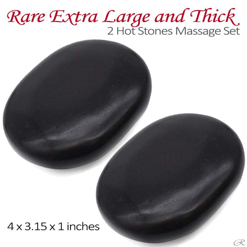 Photo 1 of ActiveBliss Hot Stones - 2 Extra Large Massage Stones Set (4 in x 3.15 in) (Sacrum or Belly) for Professional or Home spa, Relaxing, Pain Relief, Healing