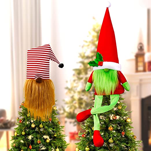 Photo 1 of 2 Pcs Gnome Tree Topper Green Gnome Xmas Decorations 32 Inch Large Gnome Xmas Tree Ornament Christmas Decorations for Xmas Tree Home Winter Holiday Decor 