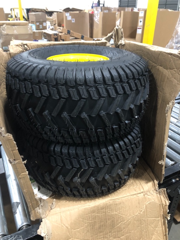 Photo 2 of 15x6.00-6" Front Tire Assembly Replacement for 100 and 300 Series John Deere Riding Mowers - 2 pack