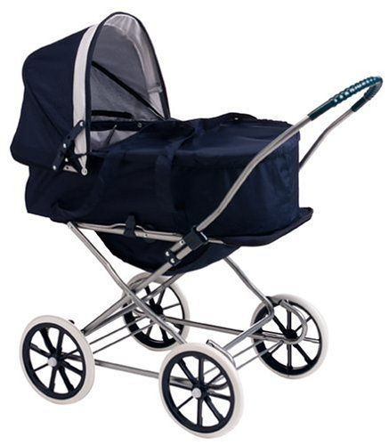 Photo 1 of Badger Basket English Style 3-in-1 Doll Pram, Carrier, and Stroller (fits American Girl Dolls) Navy/White