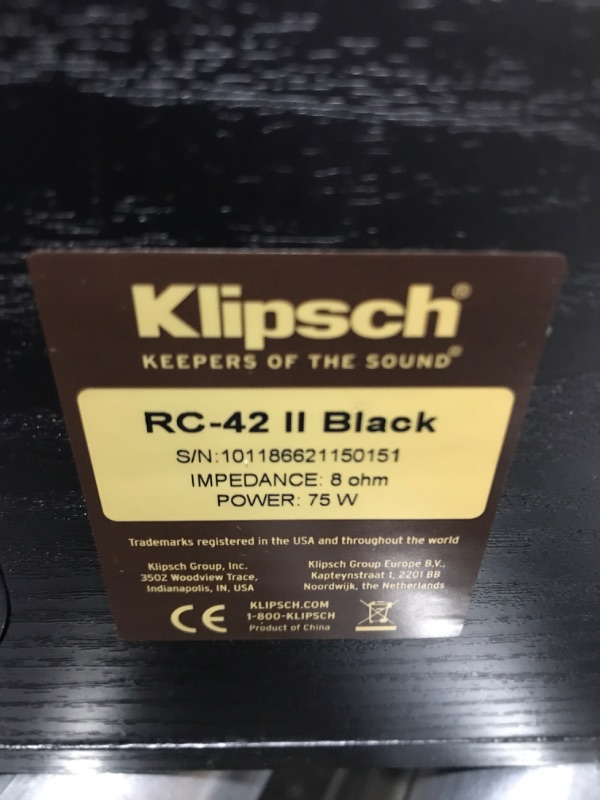 Photo 1 of Klipsch RC42IIBL Center Speaker Black - 