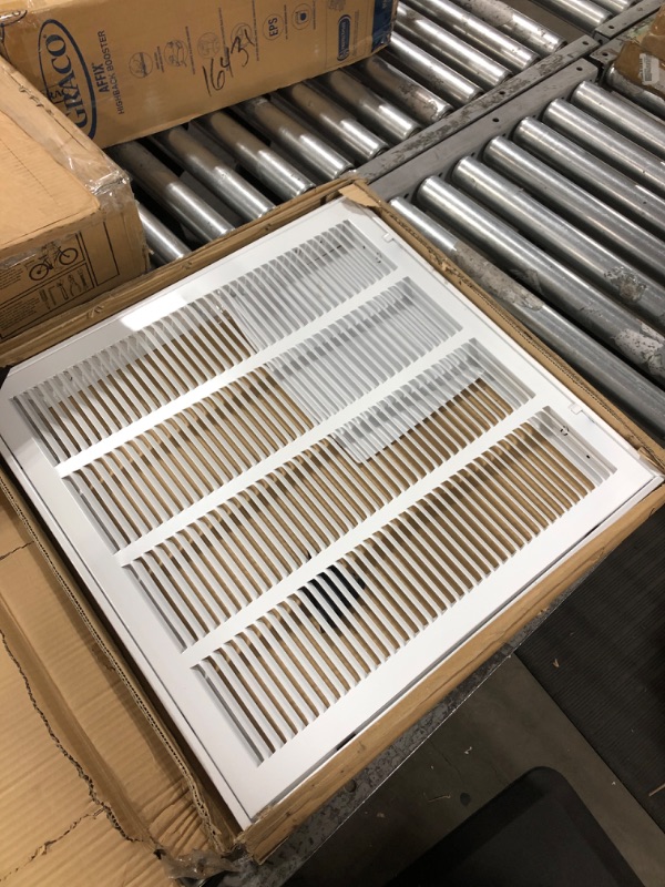 Photo 2 of 20"W x 20"H [Duct Opening Measurements] Steel Return Air Filter Grille [Removable Door] for 1-inch Filters | Vent Cover Grill, White | Outer Dimensions: 22 5/8"W X 22 5/8"H for 20x20 Duct Opening Duct Opening style: 20 Inchx20 Inch