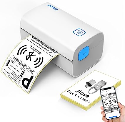 Photo 1 of Jiose Bluetooth Thermal Shipping Label Printer - Desktop Shipping Label Printer - Print Custom Stickers - Support Chrome OS, Mac, Windows, Android, iOS for 4x6 Shipping Package Labels
