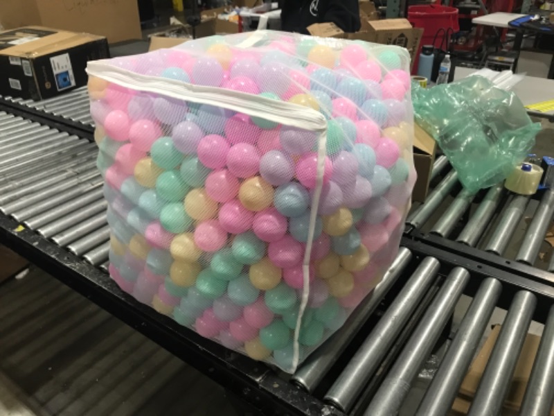 Photo 2 of Amazon Basics BPA Free Crush-Proof Plastic Ball Pit Balls with Storage Bag, Toddlers Kids 12+ Months, 6 Pastel Colors - Pack of 1000 6 Pastel Colors 1,000 Balls