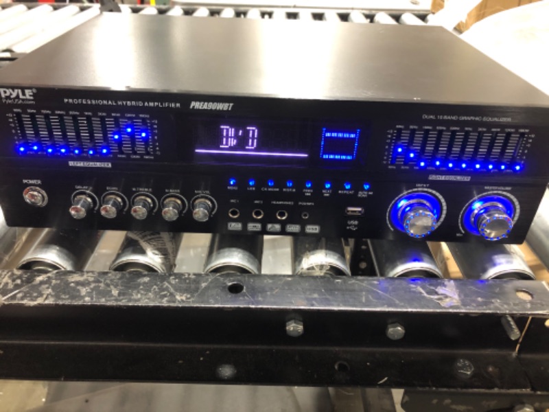 Photo 2 of 6-Channel Bluetooth Hybrid Home Amplifier - 1600W Home Audio Rack Mount Stereo Power Amplifier Receiver w/ Radio, USB/AUX/RCA/Mic, Optical/Coaxial, AC-3, DVD Inputs, Dual 10 Band EQ - Pyle PREA90WBT 1600 Watt Amplifier