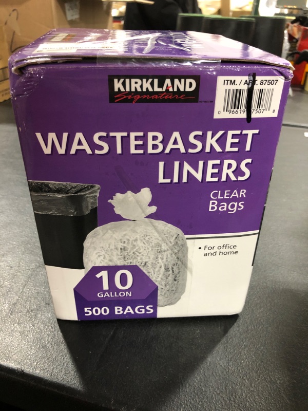 Photo 1 of 500 Kirkland signature wastebasket liners clear 10 gallon bags