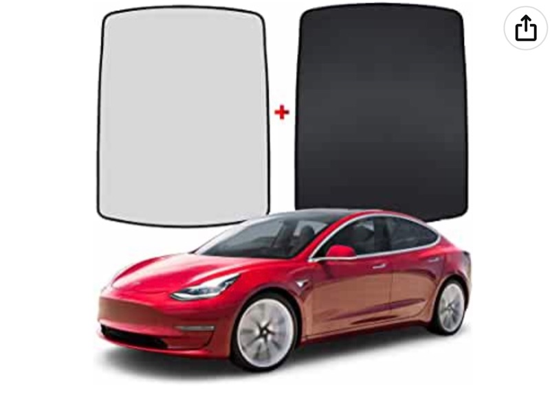 Photo 1 of Zibieebi Glass Roof Sunshade with Heat Insulation Protection Cover (Set of 2) Fit for Tesla Model Y Accessories 2020 2021 2022