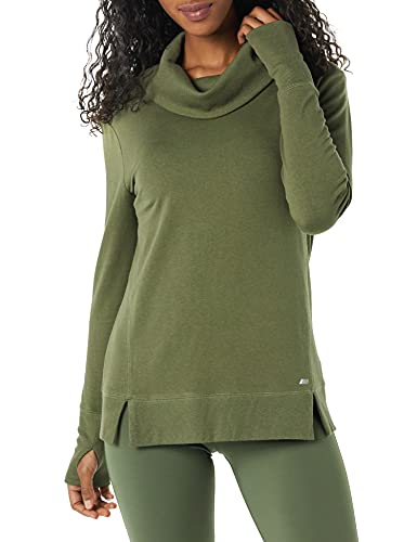 Photo 1 of  Women's Studio Terry Long-Sleeve Funnel Neck Sweatshirt, Olive, Medium