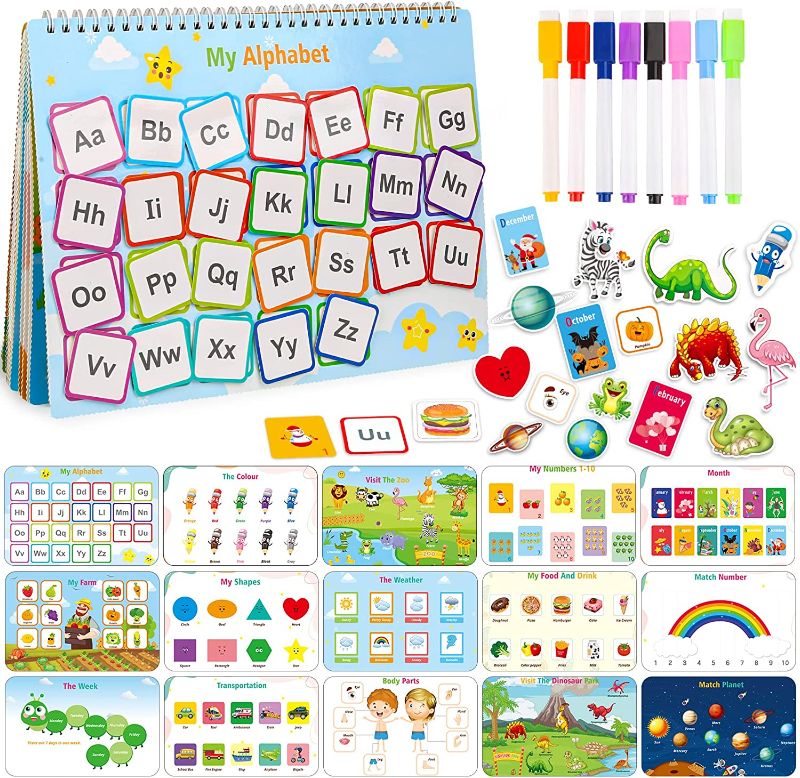 Photo 1 of Busy Book for Toddler 1-3 2-4 Preschool Montessori Toys for Kids Autism Sensory Educational Toys, Travel Activity Quiet Book, Early Learning Boys Girls Develops Fine Motor Skills Speech Therapy 