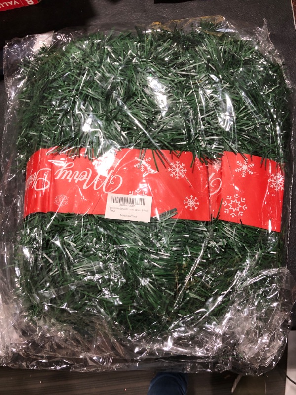 Photo 2 of 2 Pack 50 Foot Soft Christmas Garland, Non-lit Christmas Garland Ideal for Indoor and Outdoor Decor, Green Tinsel Garland for Holiday Wedding Party Decoration
