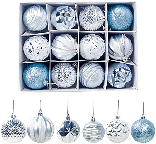 Photo 1 of 12ct 6cm Christmas Tree Balls Assorted Pendant Ornaments for Christmas Tree (Silver) 