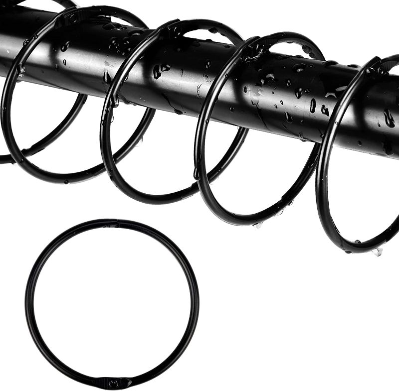 Photo 1 of 25 Pack Shower Curtain Rings, Black Shower Curtain Hooks for Bathroom, Rustproof Metal Shower Rings Curtain Hooks for Shower Rod.?Black? 