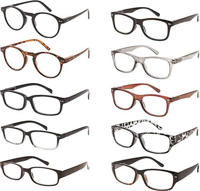 Photo 1 of 10 Pack Spring Hinge Temple Valued Reading Glasses Men Eyewear in Bulk Assorted