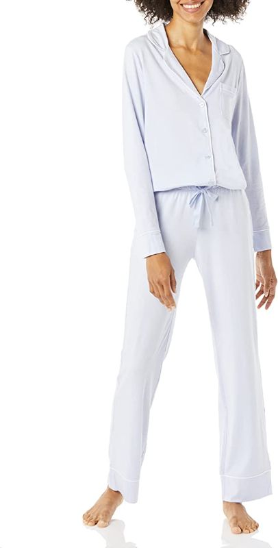 Photo 1 of Amazon Essentials Women's Cotton Modal Long-Sleeve Shirt and Full-Length Bottom Pajama Set XS