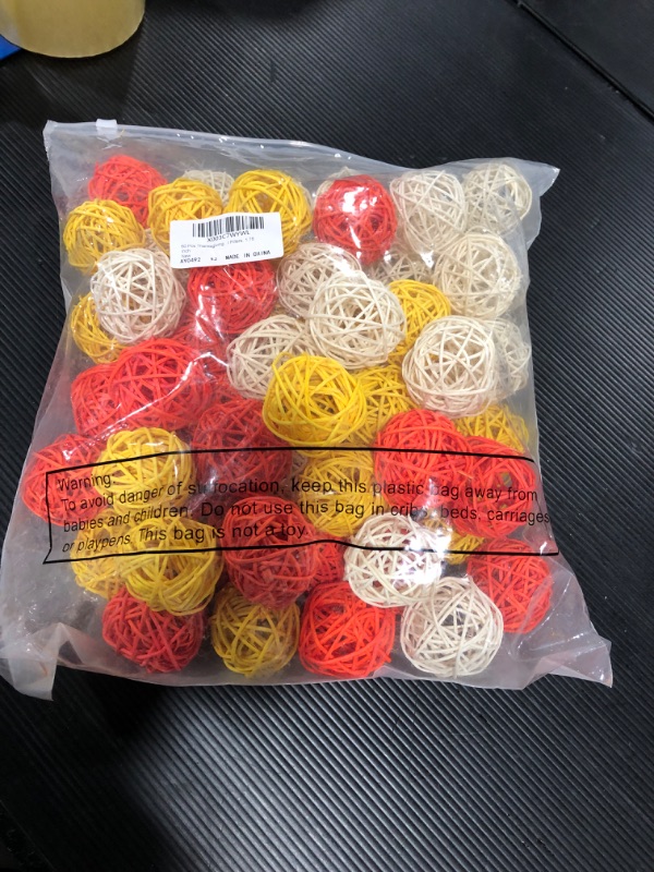 Photo 2 of 60 Pcs Thanksgiving Wicker Rattan Balls Rattan Vase Fillers for Centerpieces Orange White Yellow Woven Balls Decorative Balls for Bowl Centerpiece Decorative Twig Orbs Spheres Bowl Fillers, 1.78 Inch