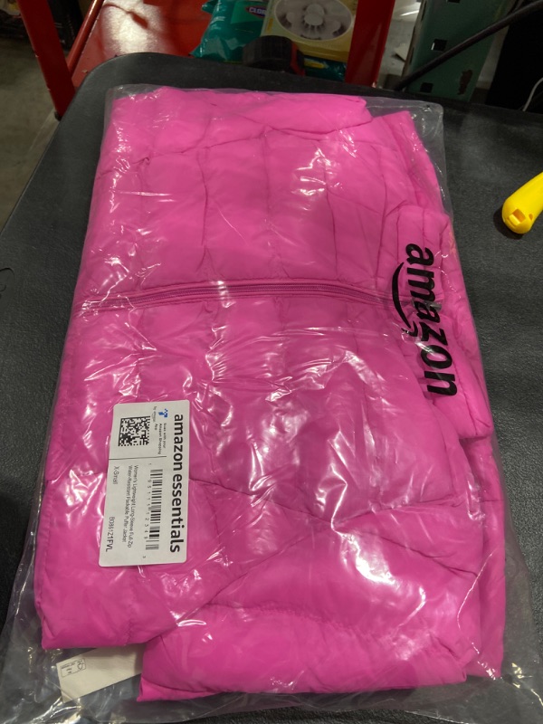 Photo 2 of Amazon Essentials Women's Lightweight Long-Sleeve Water-Resistant Puffer Jacket (Available in Plus Size) X-Small Neon Pink