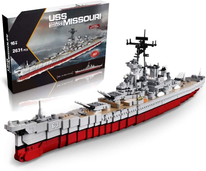 Photo 1 of 
QXB WW2 USS Missouri BB-63 Battleship Model (33 inches 2631 Pieces) Navy World War II Expert Ship Building Blocks