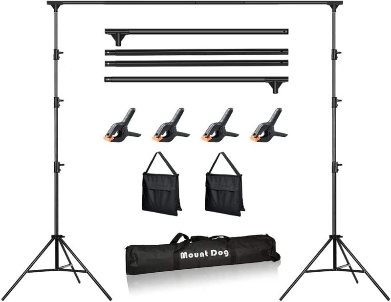 Photo 1 of [Upgraded T-Shaped Joint Version] 10 x 10Ft Photo Video Studio, MOUNTDOG Heavy Duty Adjustable Backdrop Stand Background Support System Kit with Carry Bag...
