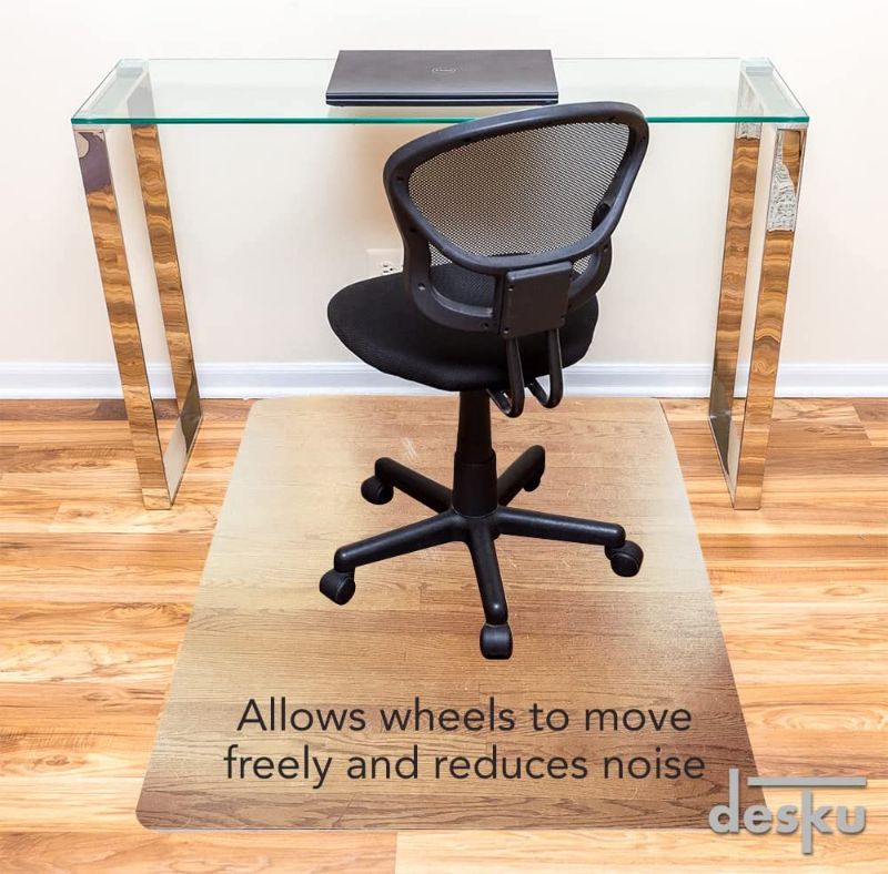 Photo 1 of DESKU Office Desk Chair Mat – PVC Mat for Hard Floor Protection, Clear, 48 Inches x 48 Inches, Made in The USA, Home Office Supplies
