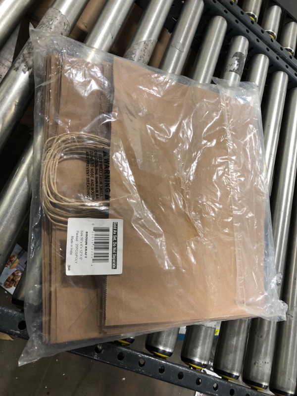 Photo 1 of Brown Gift Bags with Handles - 16x6x12 Inch 25 Pack Large Kraft Paper Shopping Bags, Craft Totes in Bulk for Boutiques, Small Business, Retail Stores, Birthdays, Party Favors, Jewelry, Merchandise