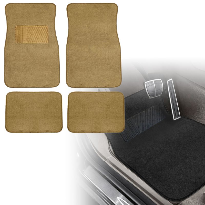 Photo 1 of FH Group Carpet Floor Mats with Heel Pad for Auto Sedan SUV Van Full Set Beige
