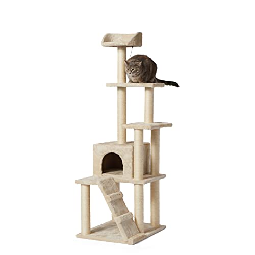 Photo 1 of Amazon Basics X-Large. Cat Tree with Multiple Towers - 24 X 61 X 19 Inches, Beige
