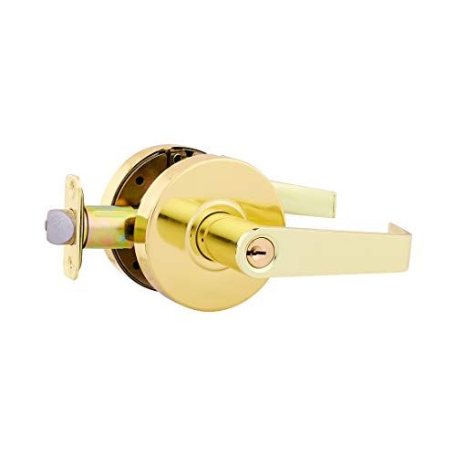 Photo 1 of AmazonCommercial Grade 2 Commercial Duty Door Lever-Entry Lockset, Polished Brass Finish, 4-Pack
